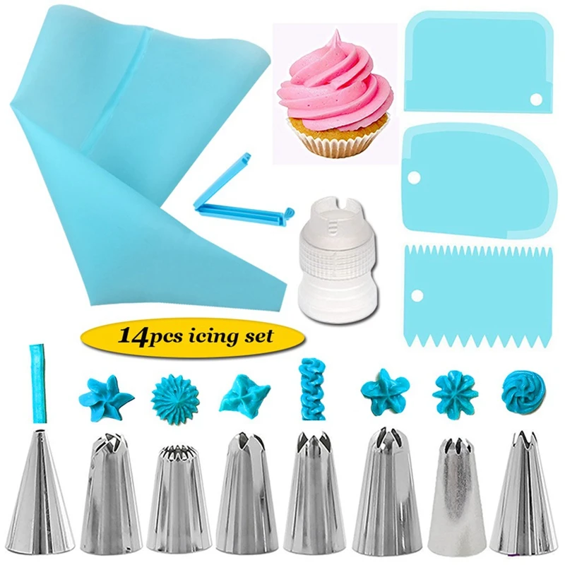 1/4/8/14/26Pcs Reusable Icing Piping Nozzles Set Pastry Bag Cake Decorating Tools Scraper Flower Cream Tips Converter Baking Cup