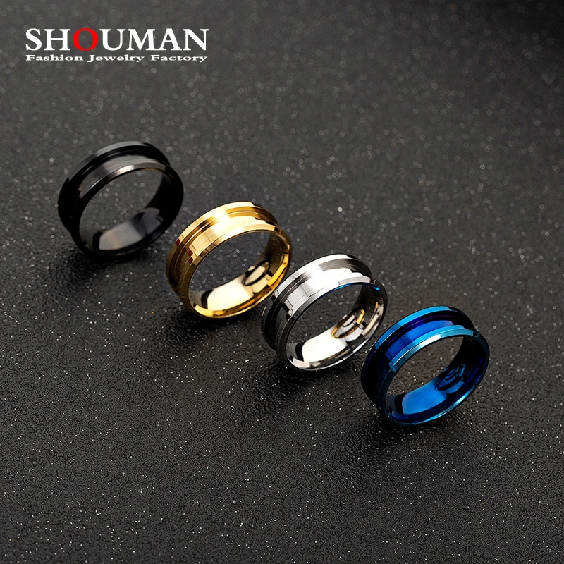 SHOUMAN Stainless Steel Empty Groove DIY Handmaking Ring 2020 Fashion Jewelry Accessories