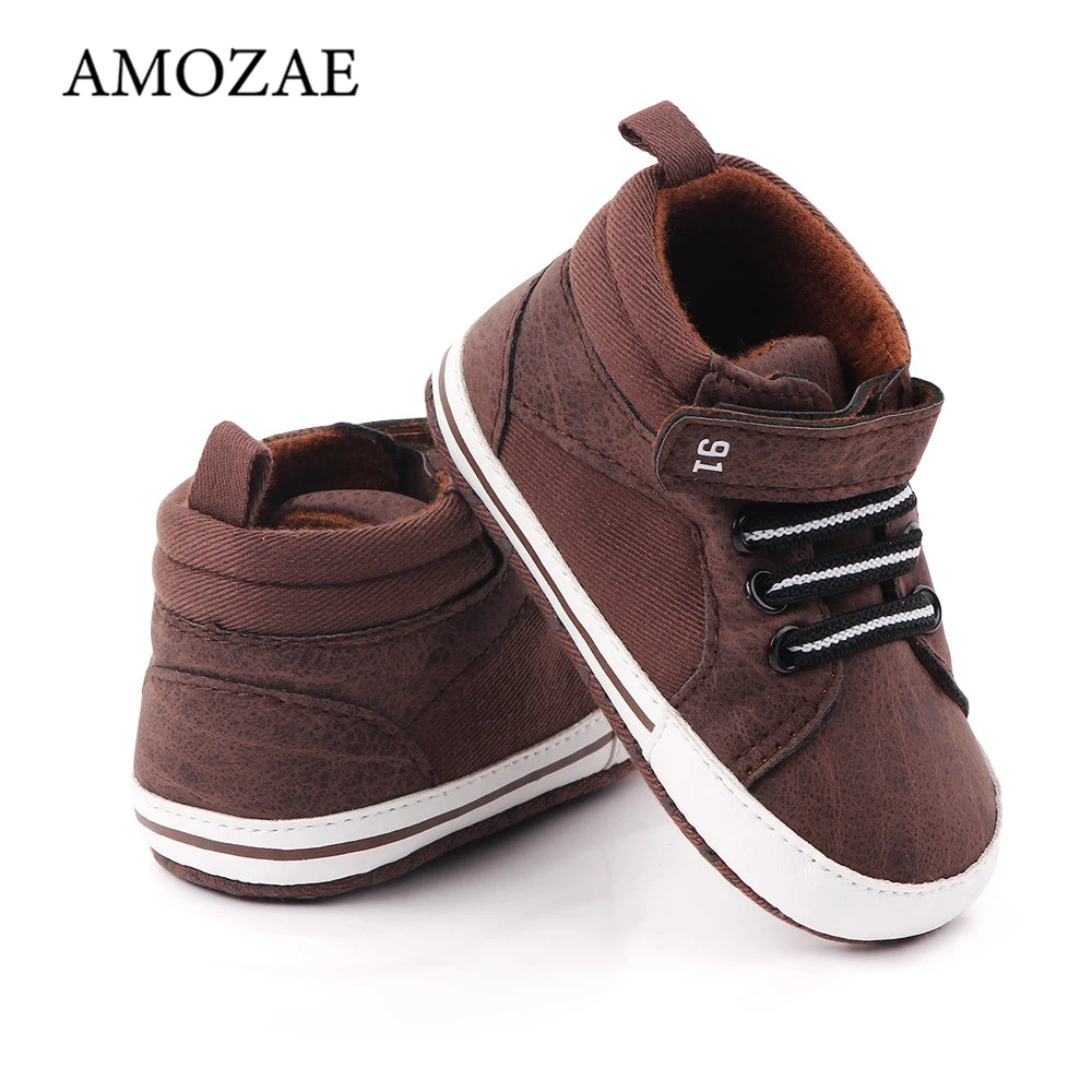 2021 Spring and Autumn Sneakers New Baby Shoes Baby Boys Soft-soled Non-slip Mid-high Casual Toddler Shoes For 0-18M