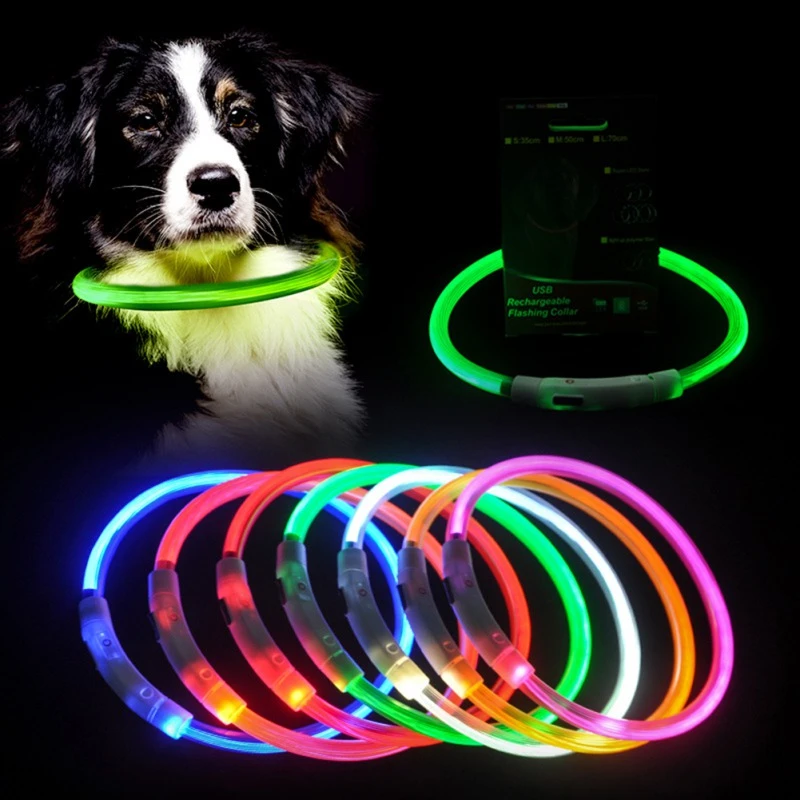 LED USB Chargeable Dog Collar Luminous Dog Collar Night Dog Collars Glowing Accessories For Large Small Safety Pet Supplies