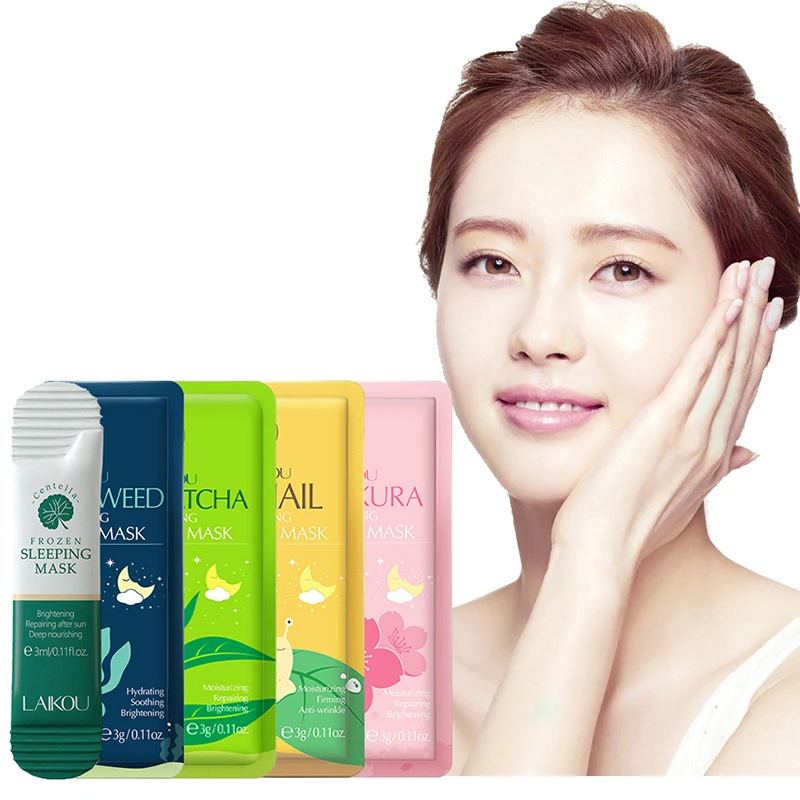Nourishing Repair Sleeping Mask Snail Collagen Sakura Seaweed Improve Dry Sooth Skin Anti Acne Individual Packaging Gel Mask