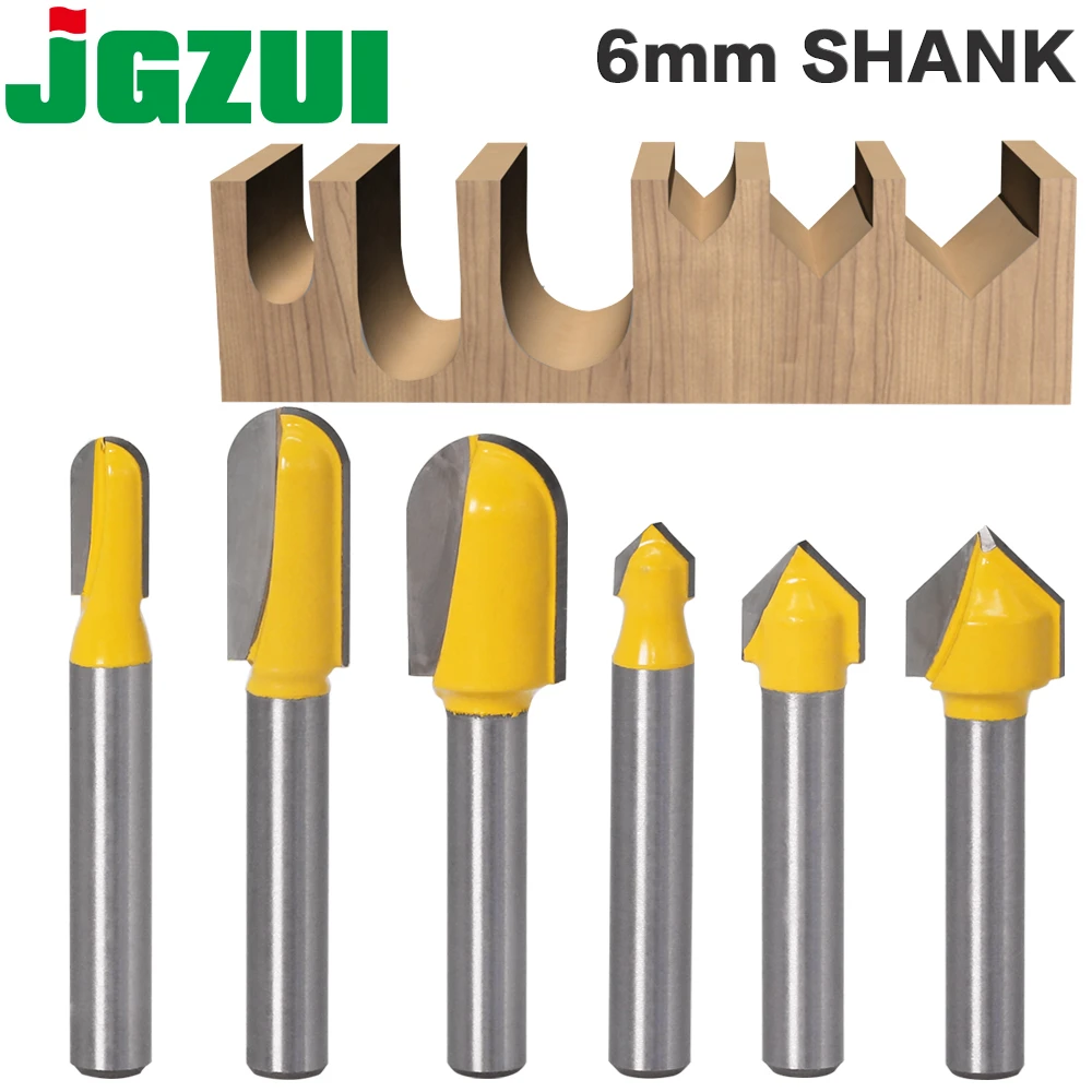 6mm Shank Router Bits Set Core Box Bit rounf nose bit 90 Degree V-Groove Bit For Woodworking Tools