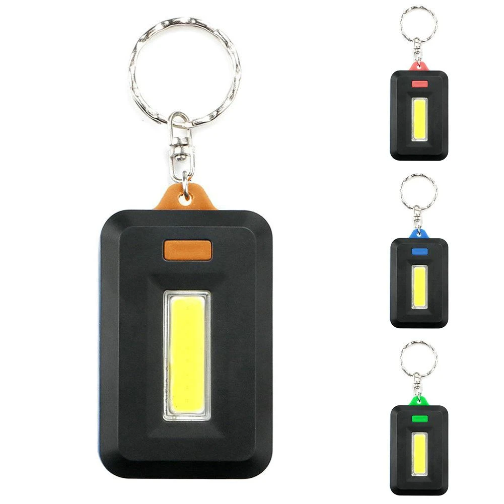 1Pcs Portable Mini COB LED Keychain Flashlight Key Chain Keyring Torch Light Lamp with Carabiner for camping hiking fishing