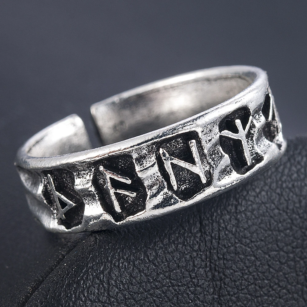 NEW Charm Stainless steel Odin Norse Viking Amulet Rune MEN Ring fashion words Retro Jewelry Gifts Adjustable