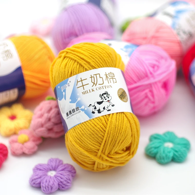 Wholesale Price High Quality Soft Warm DIY Milk Cotton Threads Baby Wool For Hand Knitting Crochet Yarn 50 Grams/PC