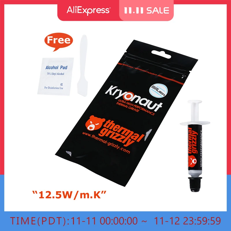 Thermal Grizzly Kryonaut Paste Cooler Grease 12.5W/m.k  Cooled Conductive Heatsink Plaster With/No Certificate 2 Editions