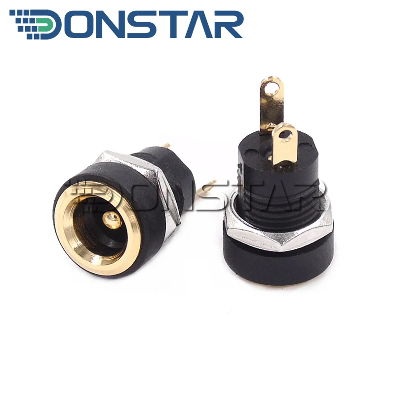 10PCS/lot golden DC-022B 5.5x2.1mm 5.5 X 2.1 mm Female DC Power adapter dc jack connector DC022B DC power plug male 5.5*2.1mm