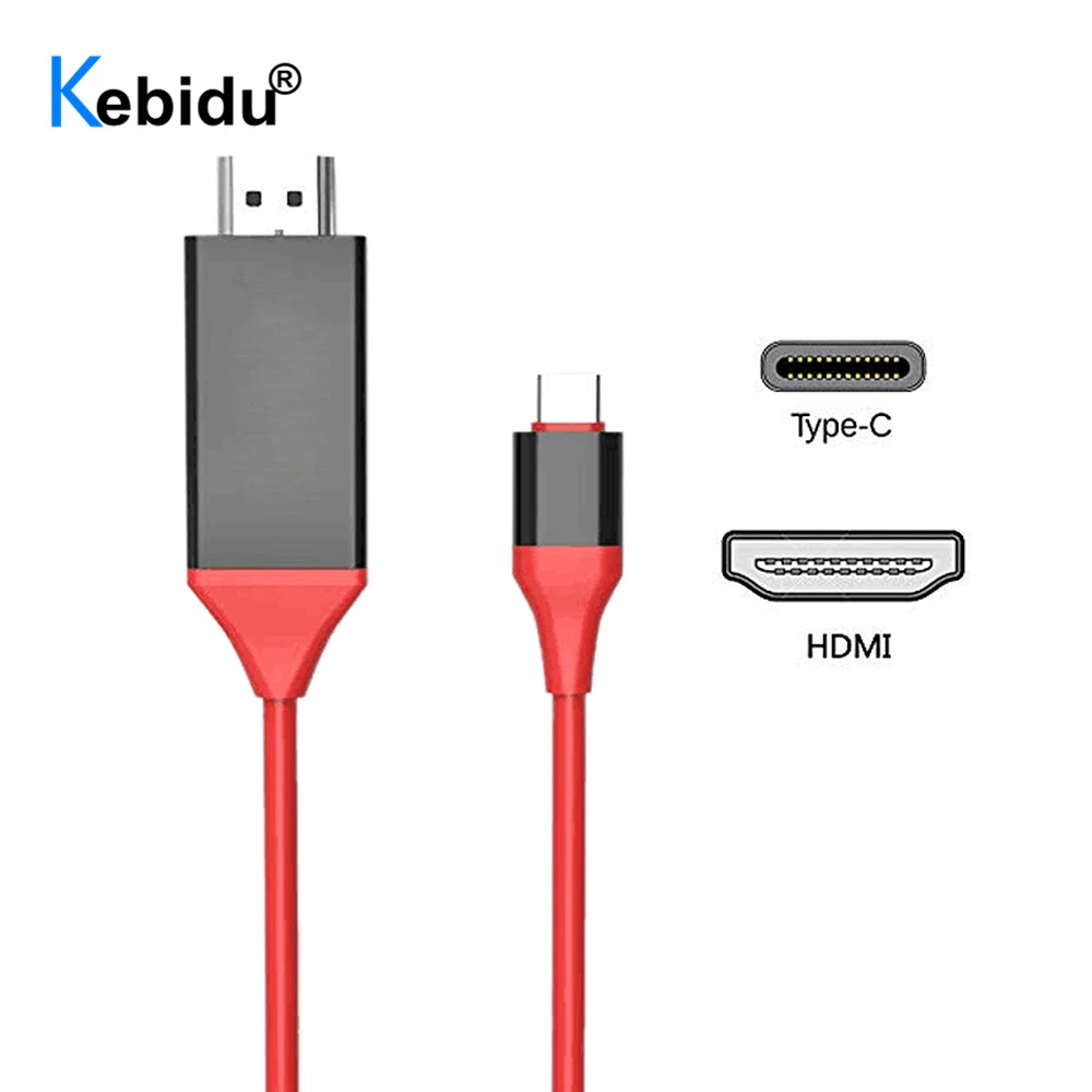 Kebidu USB Type C Adapter USB3.1 4K HDMI-compatible Converter for MacBook Samsung Galaxy S9/S8/Note 9 Huawei USB-C Cable