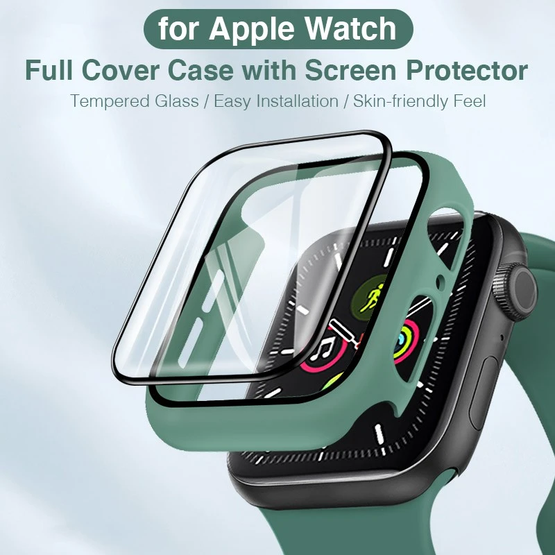Glass+Cover For Apple watch 5 3 4 6 SE bumper+Screen Protector Apple Watch Case 44mm 40mm iWatch 42mm 38mm Accessorie