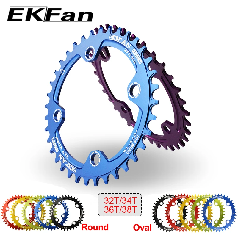 EKFan 104BCD Bicycle Chainring 32T/34T/36T/38T Round Oval Cycle Chainwheel 7075-T6 MTB Bike Circle Crankset Plate