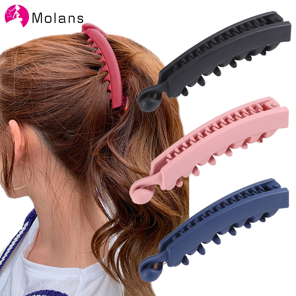 Molans 2020 Frosted Hair Clips Solid Color Banana Clip Women's Hair Accessories Fashion Ponytail Barrettes Hair Claws Hairpins