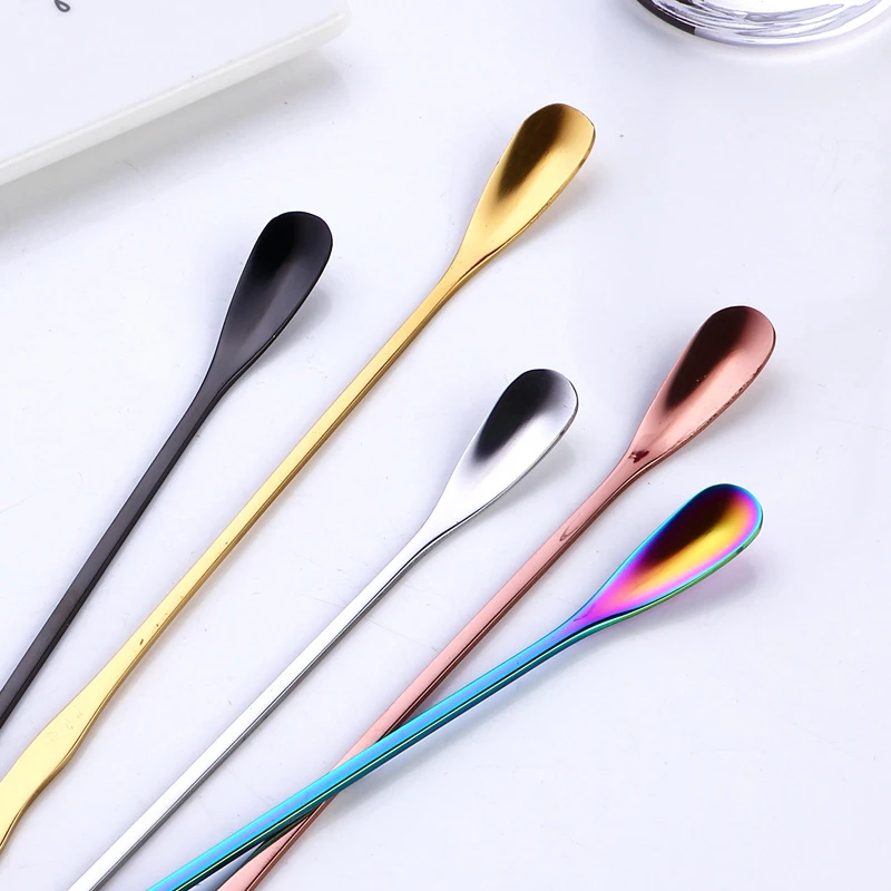 stainless steel mixing Stirring spoon creative long handle Thicken small spoon dessert spoon coffee ice spoons Kitchen Tool Hot