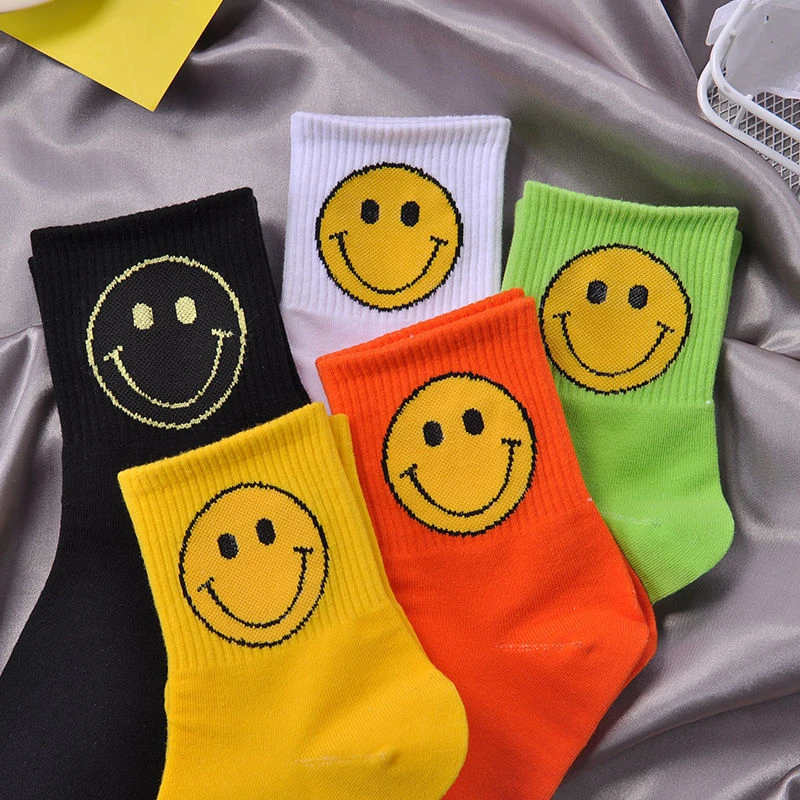New Kawaii Butterfly Socks For Women Streetwear Harajuku Women Korea Smile Funny Black Cool Socks Fashion Dropshipping