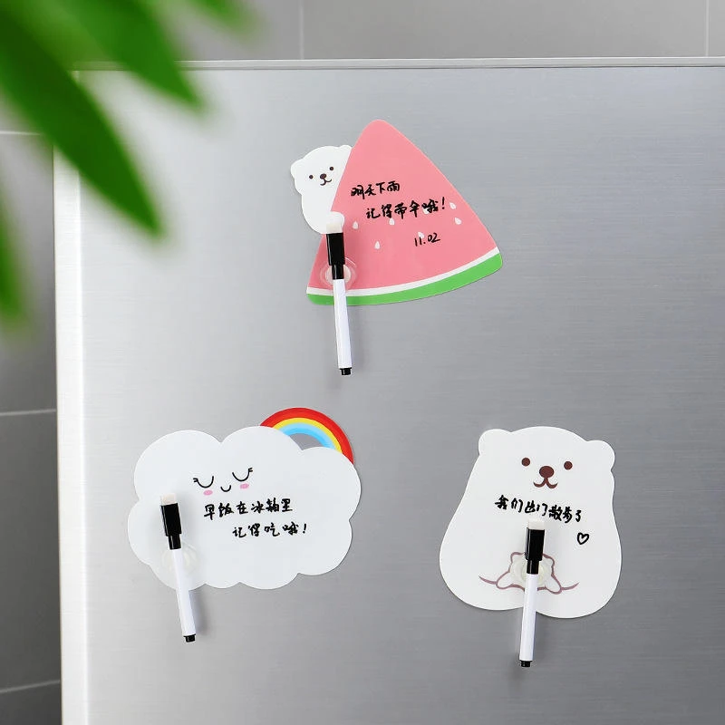 1 Set Cute Rewritable Message Board With Pen Paste Refrigerator Sticky Notes Wall Fridge Decorative Message Sticker Home Decor