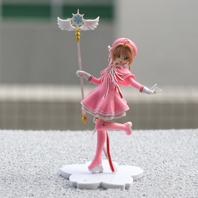 Anime Lovely Pink Card Captor SAKURA Action Figures Models PVC Figure Model Car Cake Decorations Magic Wand Girls Toys Gift