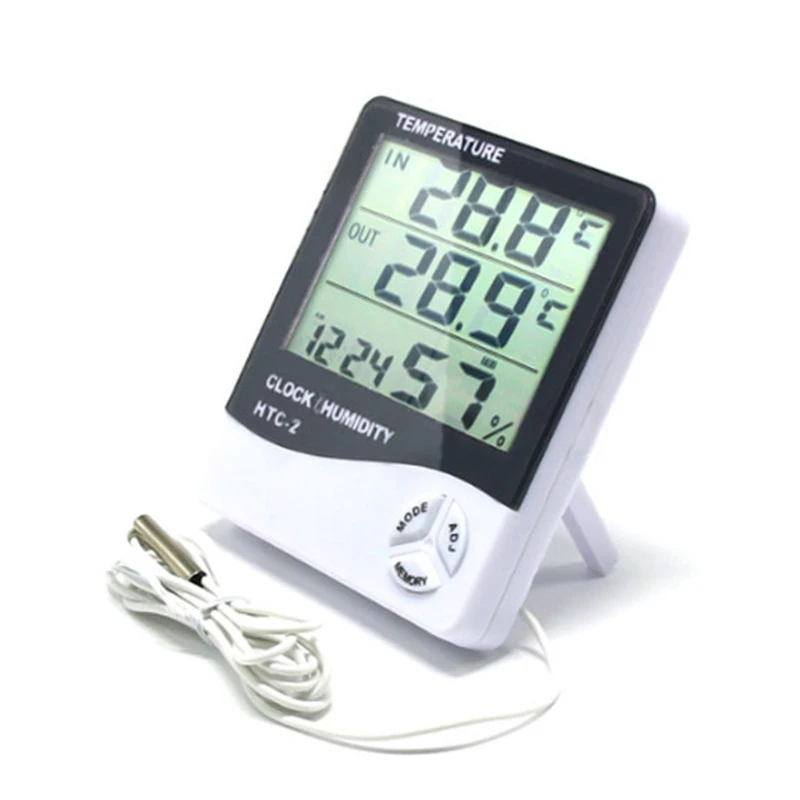 Digital Thermometer Hygrometer  LCD Temperature Humidity Meter Weather Station Home Indoor Outdoor Clock