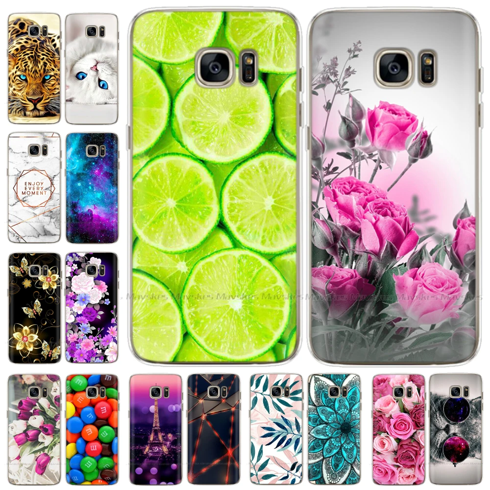 Cartoon Silicone Case For Samsung Galaxy S7 Cases Cover Flower Soft TPU Phone Case For Samsung S7 edge G930F G930FD G930W8 Funda