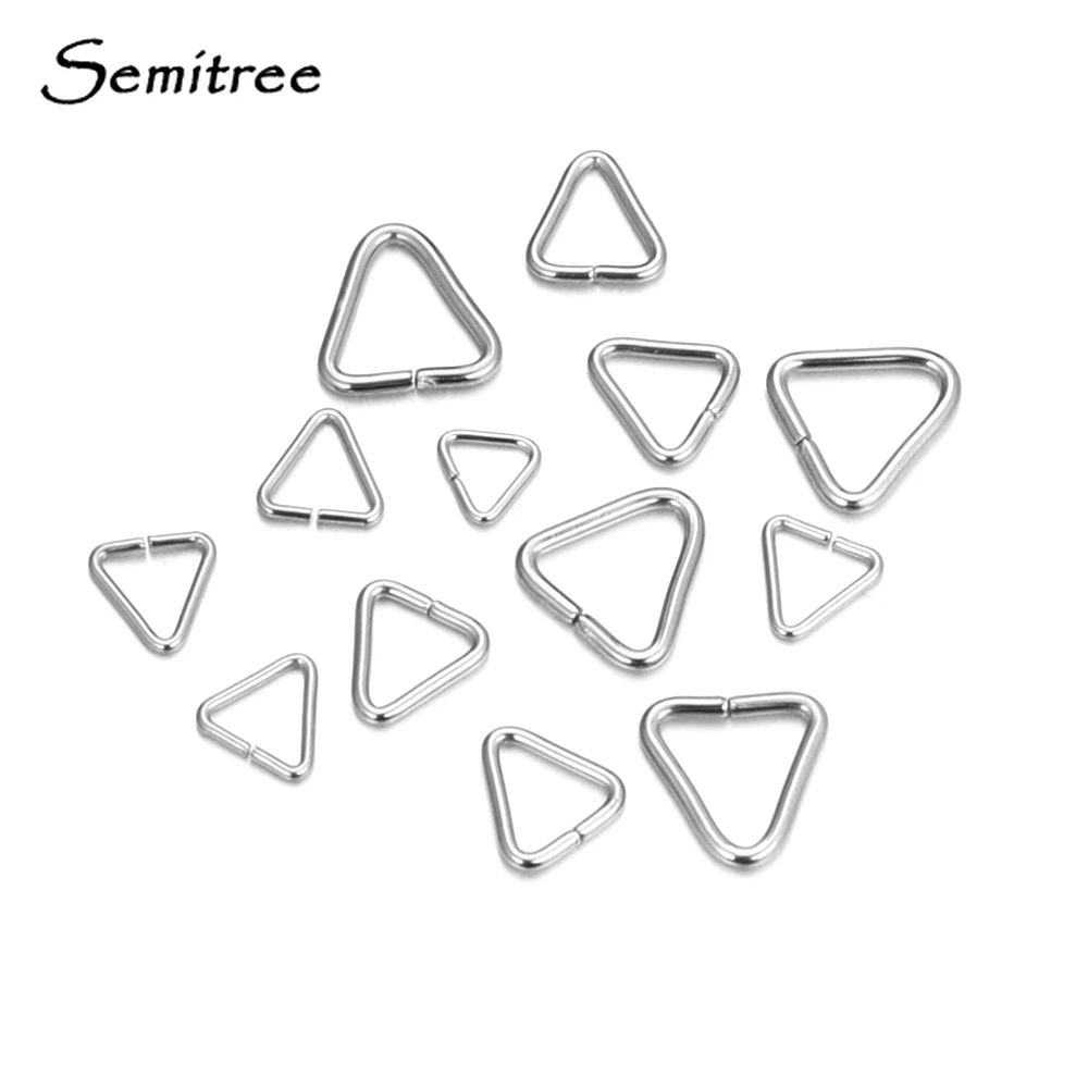 Semitree 100pcs/lot Stainless Steel Triangle Jump Rings Silver Tone Split Rings for Jewelry Making DIY Crafts Accessories