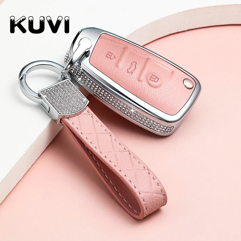 Car Key Cover Leather Key Case Fob Shell For AUDI A1 A4 A3 A6 TT Q3 Q7 S3 women Luxury Protection Holder Car-Styling