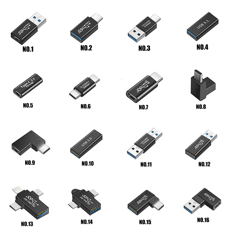 1pcs Micro usb3.0 90/180 Degree Right Angle USB 3.1 Type C Male To Female USBC female to female male to male Converter Adapter