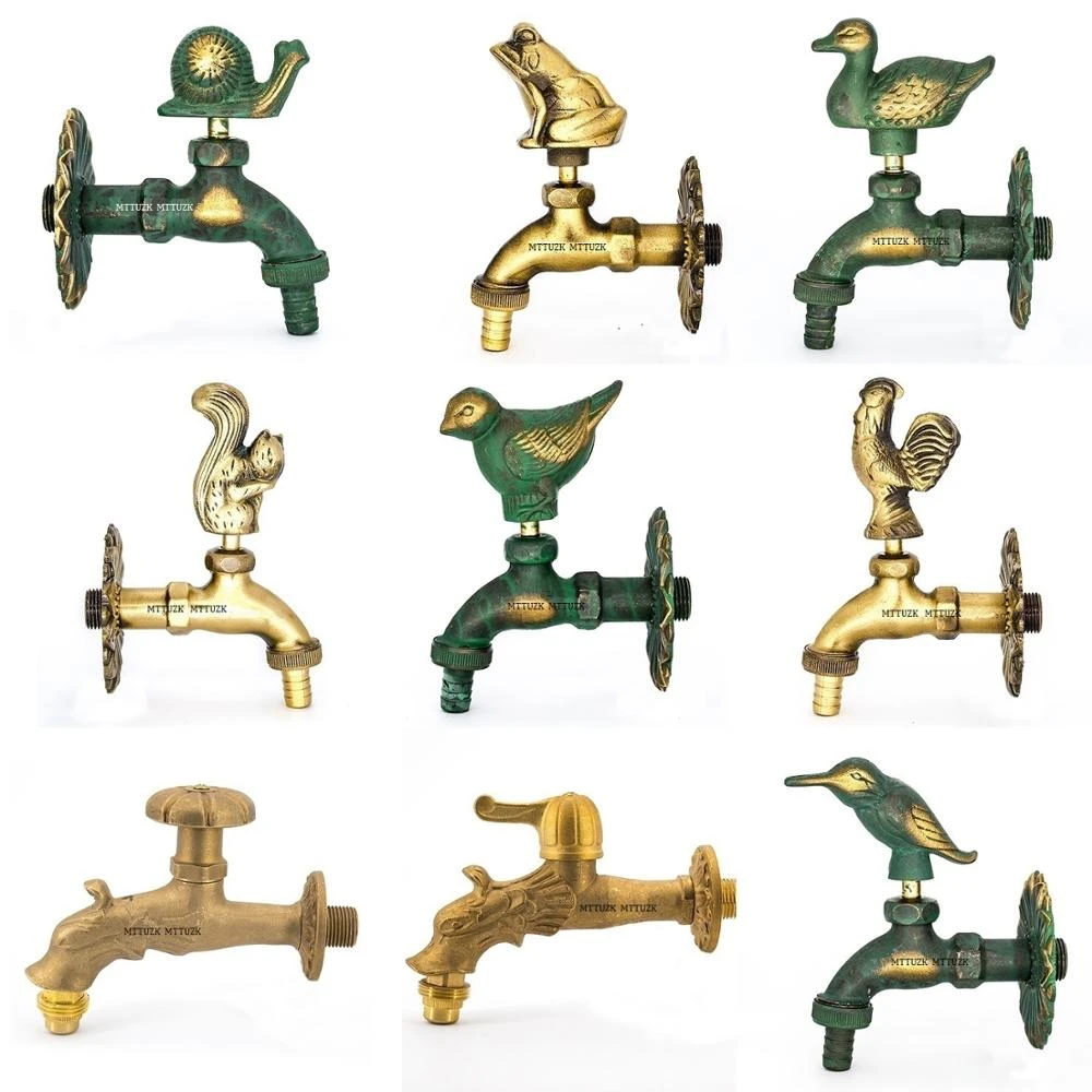 Outdoor Decorativ Garden Faucet Animal Shape Bibcock Green/Antique Brass Tap For Washing Mop/Garden Watering Animal Faucet