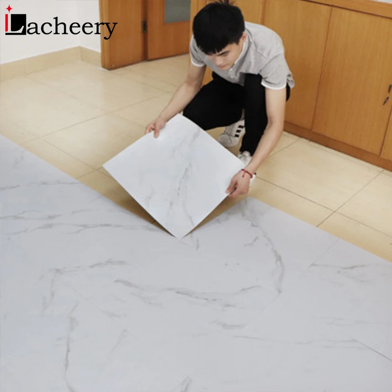 Modern Thick Self Adhesive Tiles Floor Stickers Marble Bathroom Ground Wallpapers PVC Bedroom Furniture Wall Sticker Room Decor