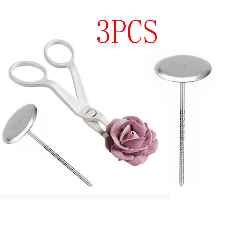 1pc/2pcs/3Pcs Piping Flower Scissors+Nail Icing Bake Cake Decorating Cupcake Pastry Tools Scissors Nail Decor Set Kitchen Tool