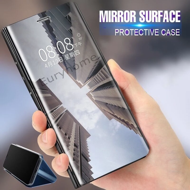 Mirror Smart Case For Xiaomi Redmi Note 9 Pro Max Case Clear View PU Leather Kickstand Flip Cover For Xiaomi Redmi Note 9S 8 Pro
