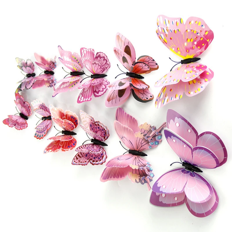 12pcs Butterflies Wall Sticker Decals Stickers on the wall Refrigerator Magnet Home Decorations 3D Butterfly PVC Wallpapers