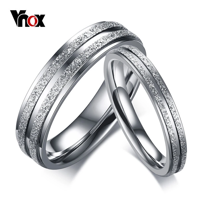 Vnox Forever Love Engagement Rings for Women Men Stainless Steel Wedding Bands Couples Promise Finger Ring