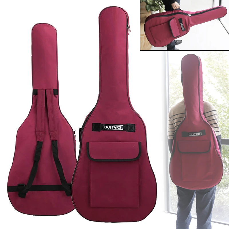 40/41 Inch Waterproof Oxford Fabric Guitar Case Gig Bag Double Straps Padded Cotton Soft 600D Oxford Fabric Backpack Carry Case