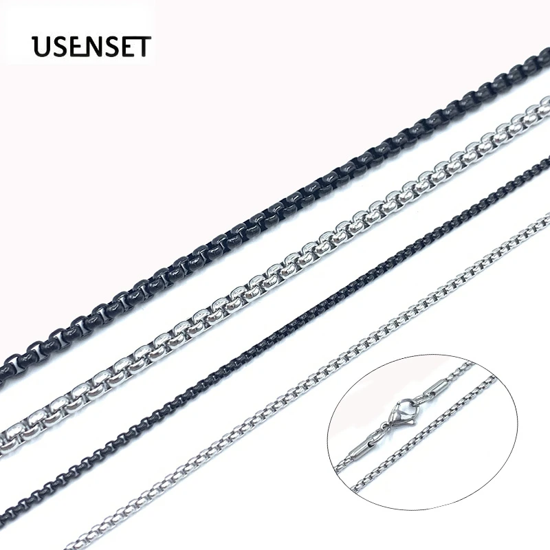 2MM 4MM Rope Chains Necklaces 304 Stainless Steel Charm Jewelry DIY Necklace Pendant Black Color 45CM-75CM