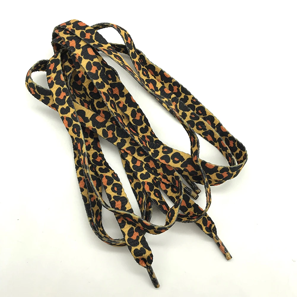 1 Pair Newest Classic Leopard Print Shoelaces Fashion Flat Laces Applicable to all kinds of shoes Leopard Print Shoestrings