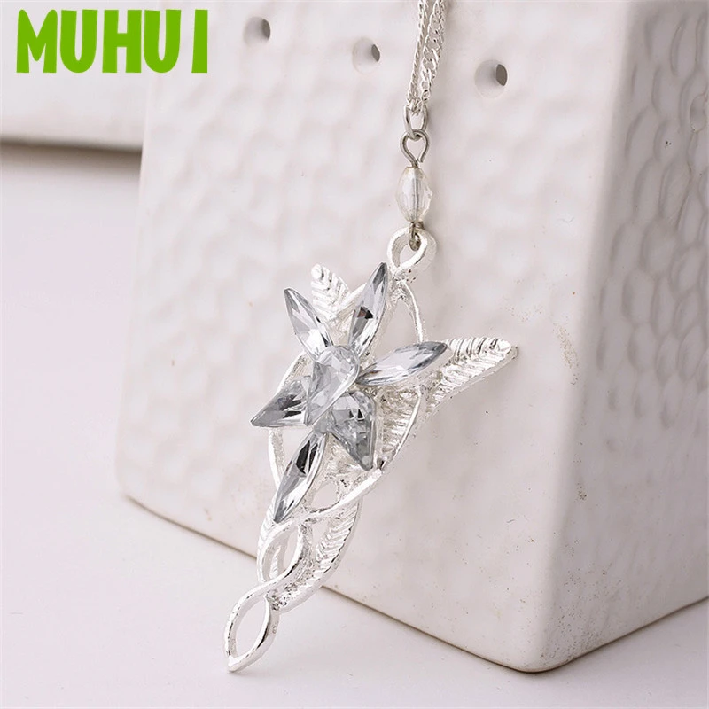 Movie Jewelry Arwen Evenstar Necklace Silver Color Crystal Pendant Necklaces For Women Jewelry Gift B067