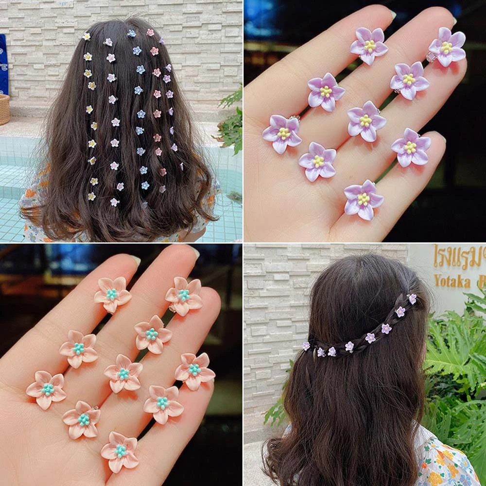 10pcs Small Flower Buckle Hair Clips Cute Hairpins for Women Girls Fashion DIY Hair Styles Holder Hair Claws Hair Accessories