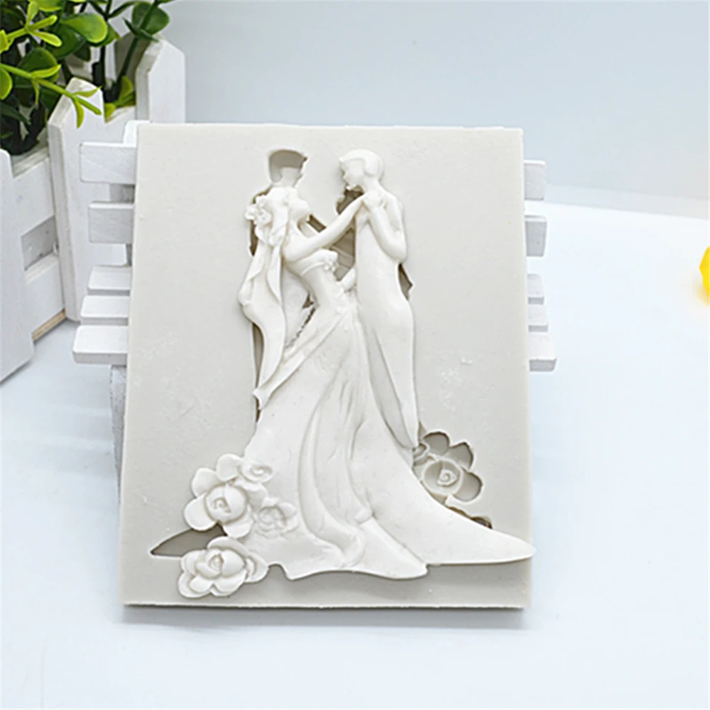 Luyou DIY Wedding Dress Silicone Resin Molds Fondant Cake Decorating Tools Bride And Groom Kitchen Baking Accessories  FM1409