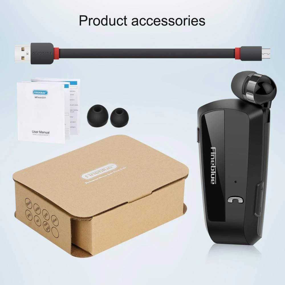 Fineblue F990 Newest Wireless business Bluetooth Headset Sport Driver Earphone Telescopic Clip on stereo earbud Vibration