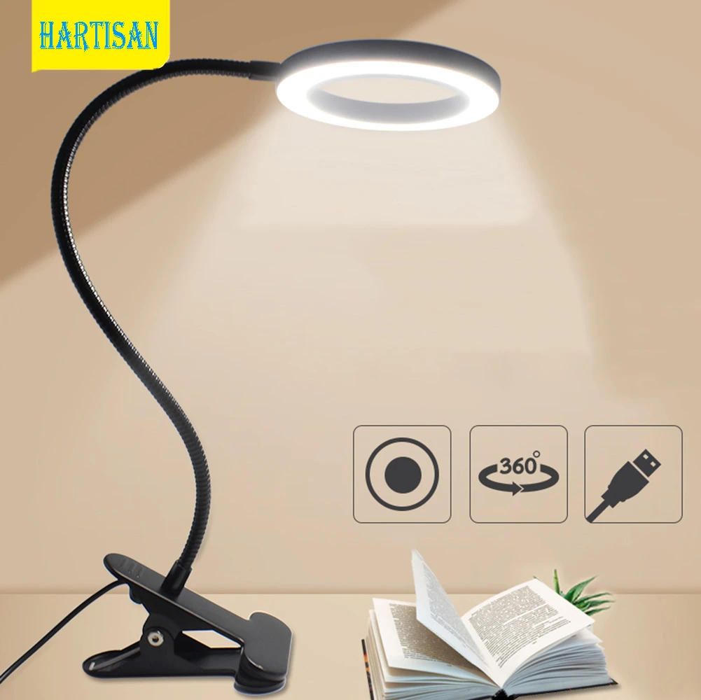 Table Lamp Bedroom Book Light USB Led Rechargeable Mini Clip-On Desk Lamp  Flexible Nightlight Foldable Reading Lamp for Travel