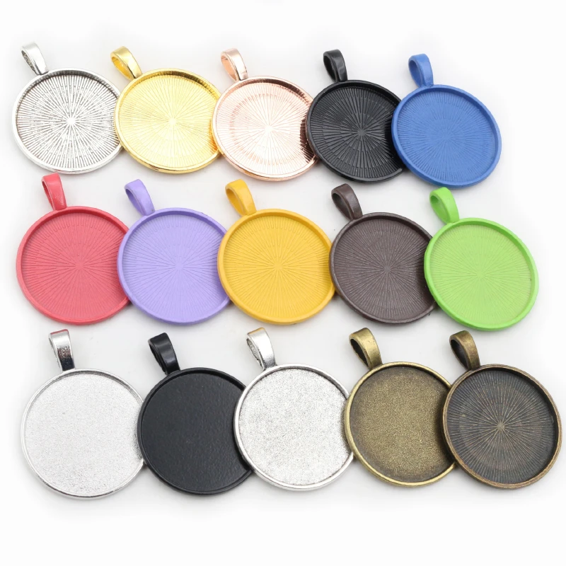 New Fashion 10pcs 25mm Inner Size 4 Colors Plated Classic Simple Style Cabochon Base Setting Charms Pendant