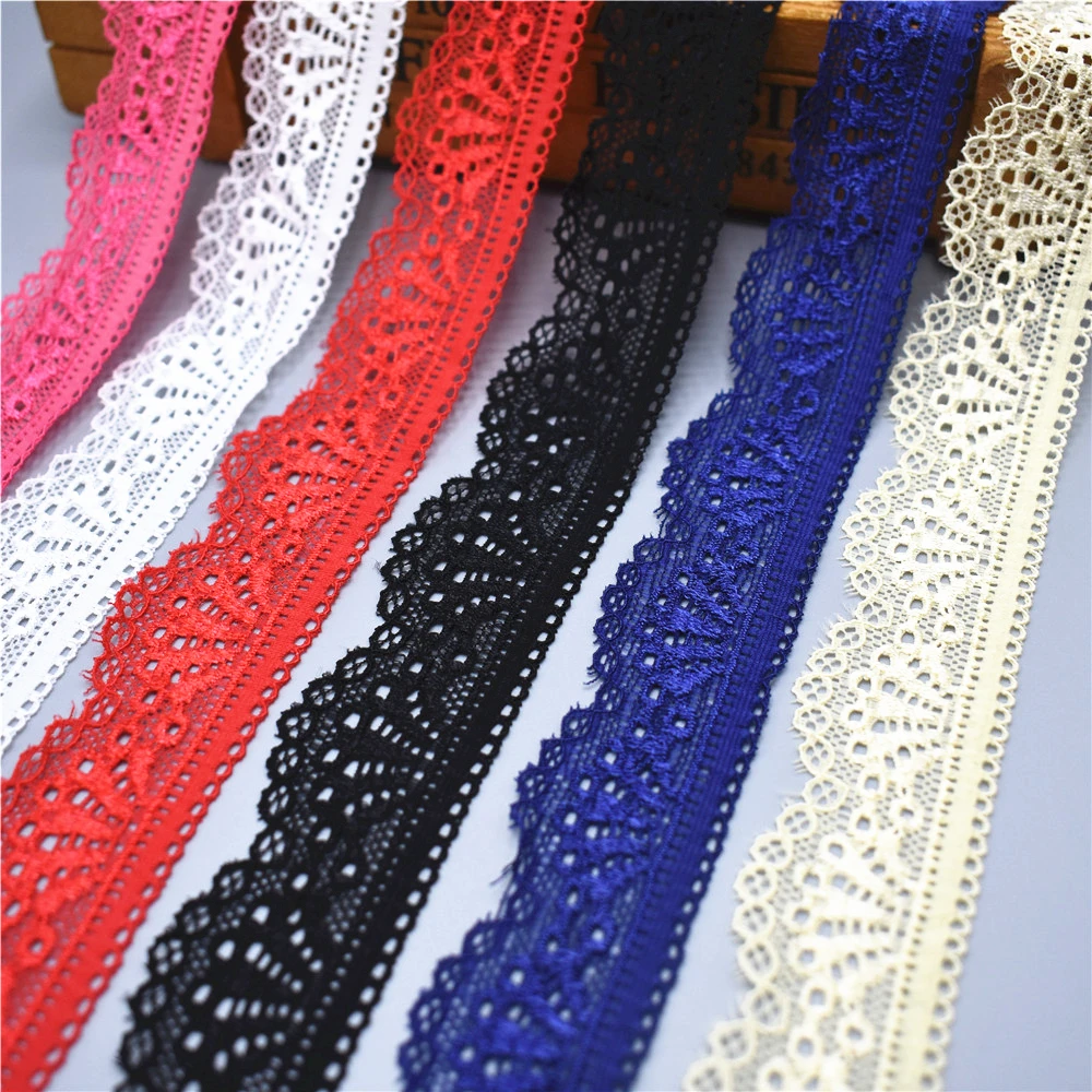 2018 New elastic lace ribbon Tape 30mm wide Trims stretch lace trim Embroidered Net Cord For Sewing costume african lace fabric