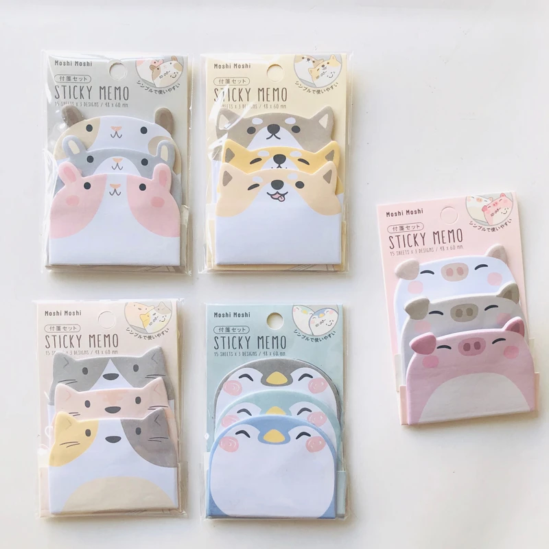 45 Sheets/Pack Kawaii Penguin Pig Bear Cat Memo Pads Student Stationery School Office Supply