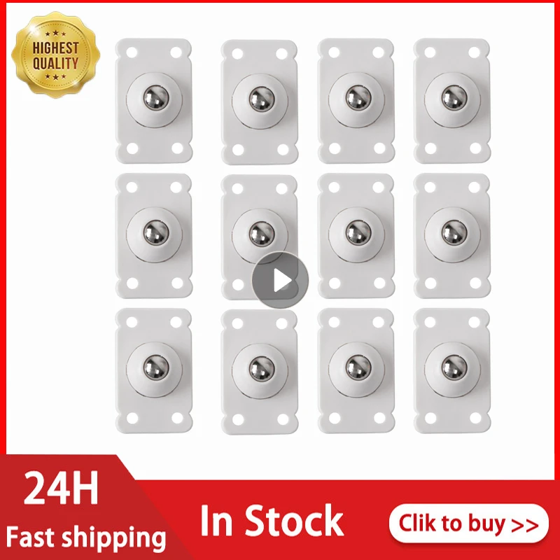 12pcs Hot Wheels For Furniture Stainless Steel Roller Self Adhesive Furniture Caster Home Strong Load-bearing Universal Wheel