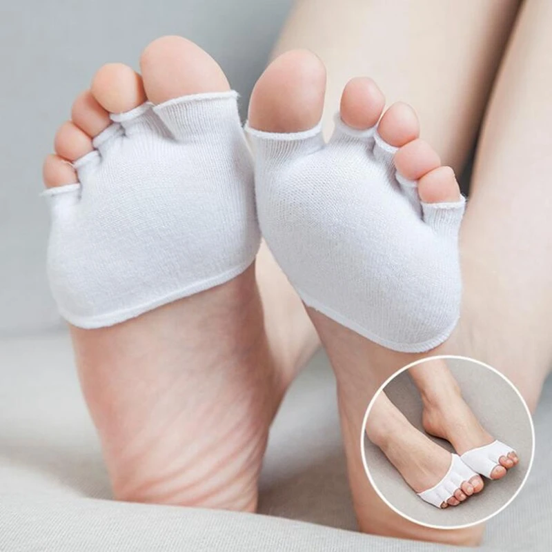 Women Cotton Forefoot Toe Socks Female Summer Gym Sport Non Slip 5 Finger Seperated Invisible Half Foot Breathable Sock Slippers