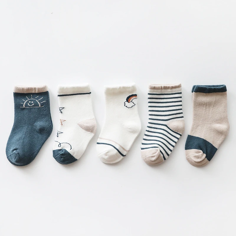 New 5Pairs/lot Infant Baby Socks Winter Autumn Baby Socks for Girls Cotton Newborn Baby Boy Socks Toddler Baby Boys Accessories