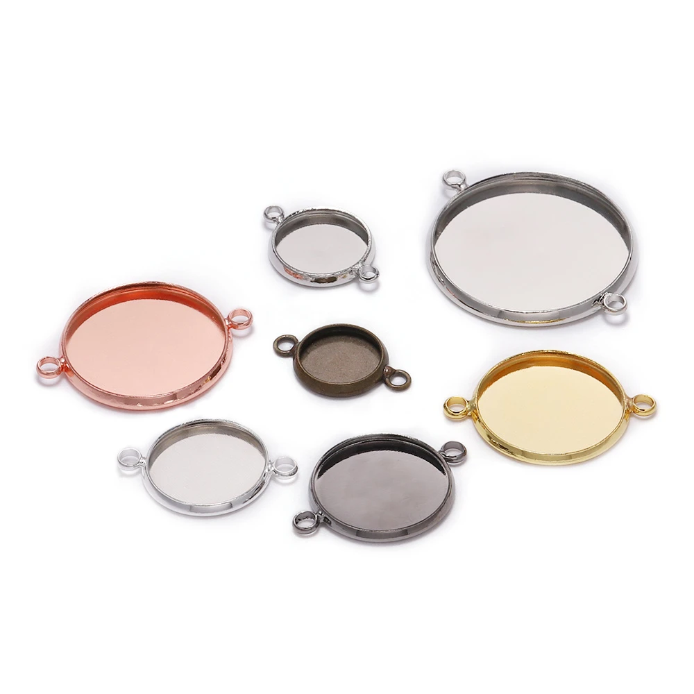 20pcs/lot 10 12mm Cabochon Base Tray Bezels Blank  Gold Bracelet Setting Supplies For Jewelry Making Findings Accessories