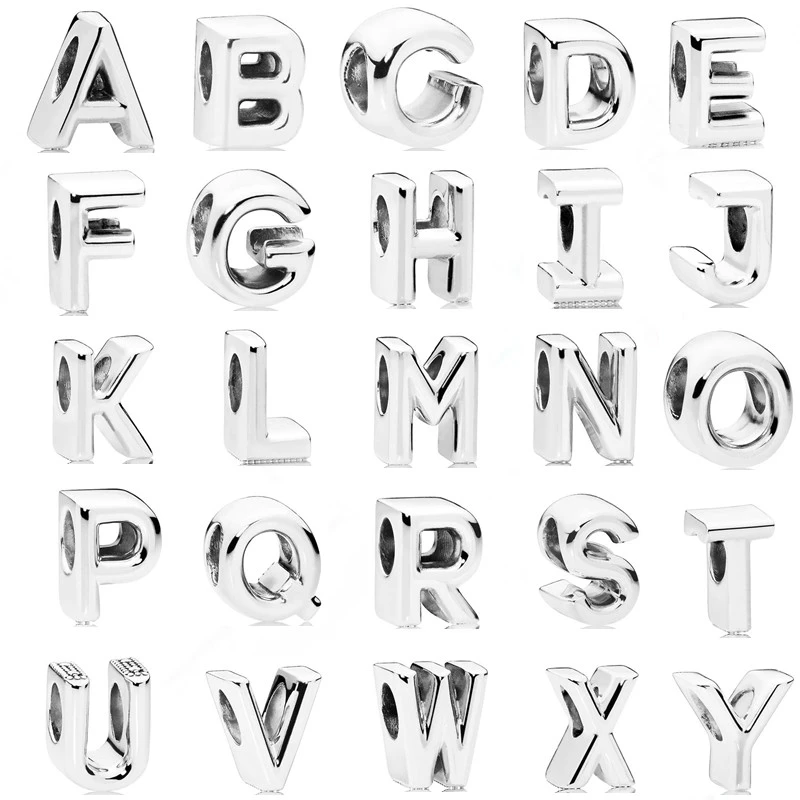 Btuamb Simple 26 Letter Beads Creative Combination Suitable For DIY Pandora Bracelet Jewelry European Charm