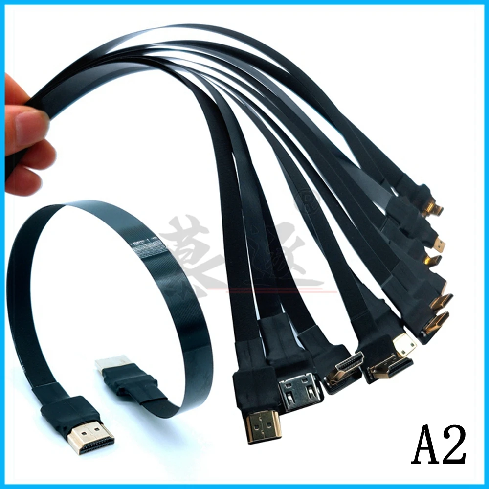 0.2M FPV HDMI-compatible Type A Male UP&Down Angled90 Degree to HDMI Male HDTV FPC Flat Cable for Multicopter Aerial Photography