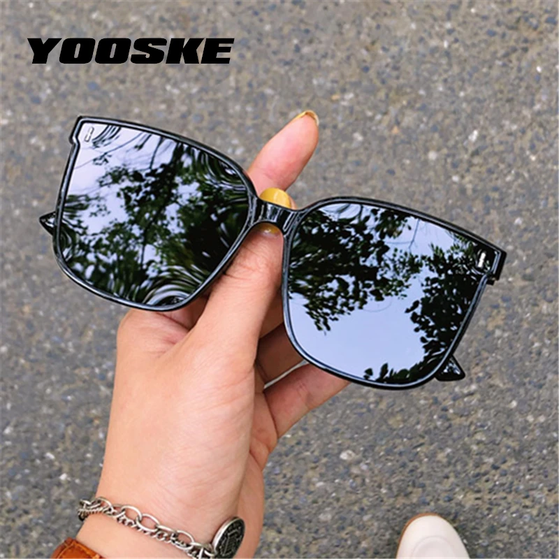 YOOSKE Classic Vintage Square Sunglasses Women Oversized Sunglass Woman Men Retro Black Sun Glasses Shades Goggle