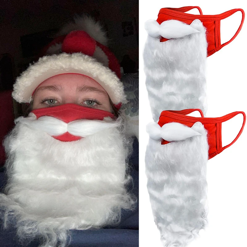 Christmas Decoration Creative Santa Claus Beard Masks Adult Unisex Funny Reusable Santa Beard Face Covers for Xmas Cosplay Party