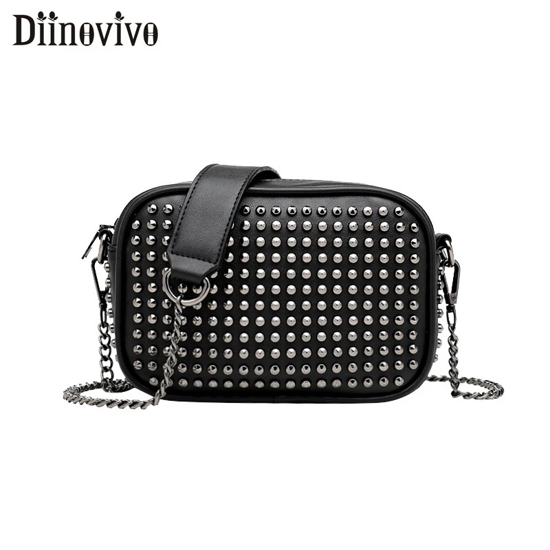 DIINOVIVO Brand Rivet Shoulder Bags Ladies Chain Crossbody Bags For Women Bag Small Punk Messenger Bags Female Vintage WHDV1396